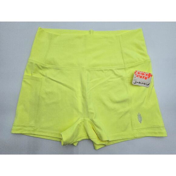 FP Movement Women's L Never Better Sour Citrus Neon Yellow Run Shorts NWT - Picture 2 of 7